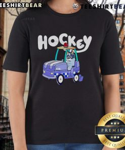 Blue ladies tee featuring a nice hockey design, perfect for fans looking for stylish sports apparel.