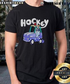 Nice Hockey Bluey Go By Car T-Shirt featuring a playful design with Bluey and a car, perfect for young hockey fans.