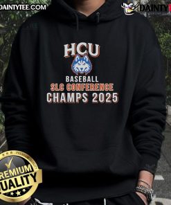 Houston Christian Huskies HCU Baseball SLC Conference Champs 2025 hoodie featuring team logo and championship design.