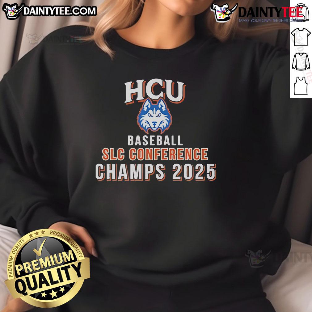 Nice Houston Christian Huskies HCU Baseball SLC Conference Champs 2025 Sweatshirt Nice Houston Christian Huskies HCU Baseball SLC Conference Champs 2025 sweatshirt in navy blue, showcasing team pride.
