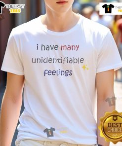 Stylish 'Nice I Have Many Unidentifiable Feelings' t-shirt featuring a unique design for expressive fashion lovers.