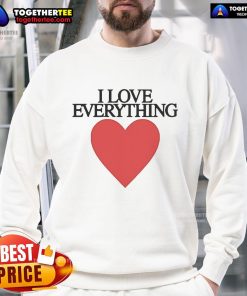 Cozy 'Nice I Love Everything' heart sweatshirt in soft fabric, perfect for casual wear and expressing love for life.