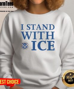 Nice I Stand With Ice logo sweatshirt featuring a bold design, perfect for stylish and cozy casual wear.