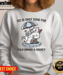 Cozy Nice Ice sweatshirt featuring a fun hockey design, perfect for cold drinks and hockey fans.