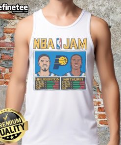 Nice Indiana Pacers NBA Jam tank top featuring Haliburton and Mathurin, perfect for fans of the team.