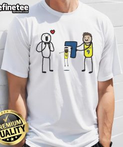 Cartoon T-shirt featuring T.J. McConnell of the Indiana Pacers celebrating a Finals Game 7 victory.