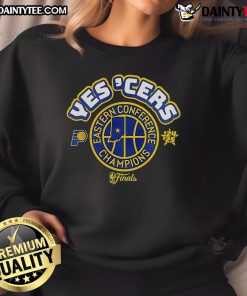 Nice Indiana Pacers 2025 Conference Champions sweatshirt featuring a playoff center position design.