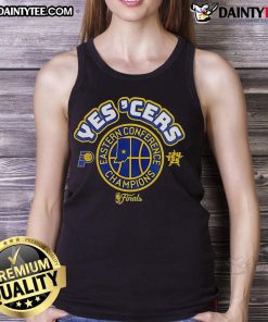 Nice Indiana Pacers Yes Cers 2025 Conference Champions tank top featuring a bold design for playoff fans.