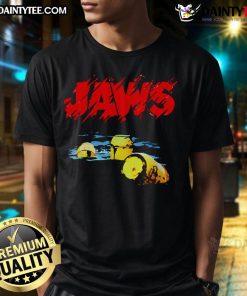 Alt Text: Nice Jaws 50th Anniversary T-Shirt featuring iconic shark design for fans of the classic horror film.
