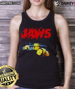 Stylish Nice Jaws 50th Anniversary tank top featuring iconic shark design, perfect for summer beach wear and movie fans.