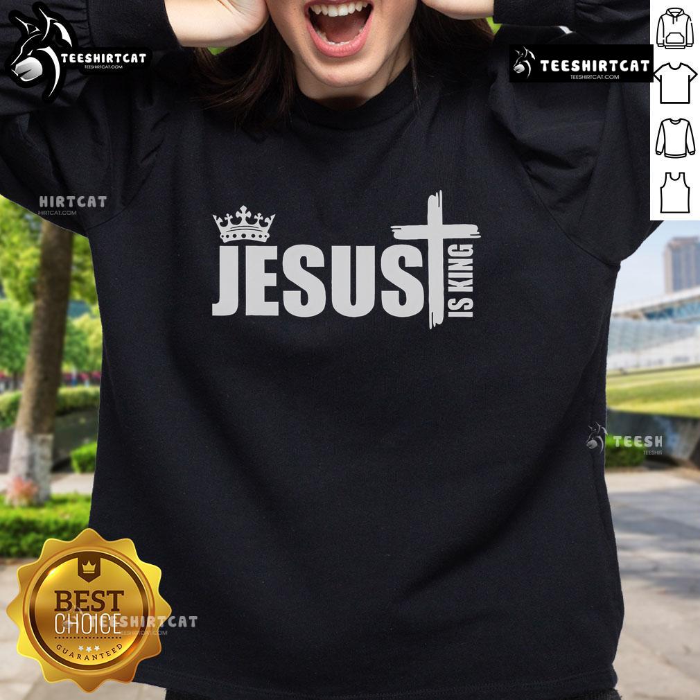 Nice Jesus Is King Simple Crown Logo Sweatshirt Nice Jesus Is King sweatshirt featuring a simple crown logo, perfect for fans of faith-inspired fashion.