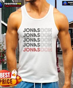 Jonas Brothers tank top featuring a repetitive design, perfect for fans at JonasCon events and casual wear.