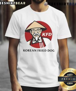 Alt Text: Korean Fried Dog Kfd logo t-shirt design featuring a vibrant graphic of a fried hot dog.