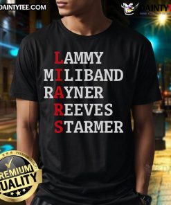 Nice Lammy Miliband Rayner Reeves Starmer T-Shirt featuring colorful designs of UK politicians for stylish political apparel.