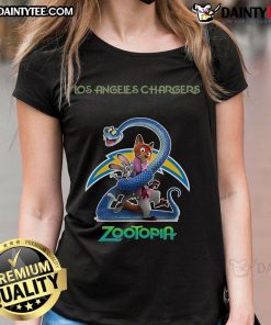 Stylish Los Angeles Chargers Zootopia 2 ladies tee featuring vibrant graphics, perfect for fans and casual wear.
