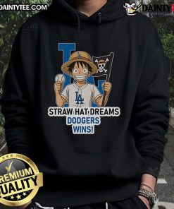 Nice Los Angeles Dodgers Monkey D. Luffy Straw Hat Dreams Wins hoodie featuring vibrant design and bold team colors.
