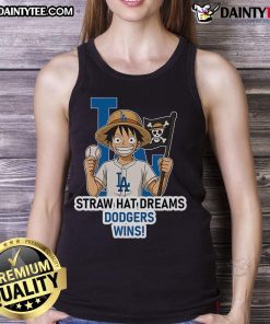 Los Angeles Dodgers tank top featuring Monkey D. Luffy from One Piece, perfect for fans and summer wear.