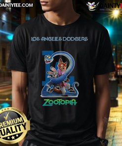 Alt Text: Nice Los Angeles Dodgers Zootopia 2 T-Shirt featuring vibrant graphics and a comfortable fit for fans.