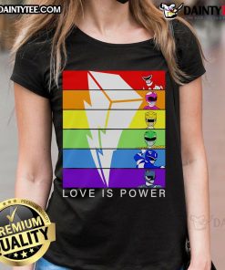 Nice Love is Power Rangers Ladies Tee featuring vibrant graphics and a stylish fit for fans of the iconic series.