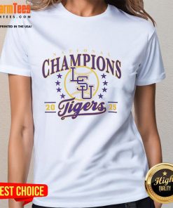 Ladies tee featuring Nice LSU Tigers Baseball National Champions 2025 design, perfect for fans and supporters.