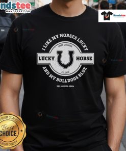 Nice Lucky Horse and Bulldogs T-Shirt featuring a fun graphic design for animal lovers and lucky charm enthusiasts.