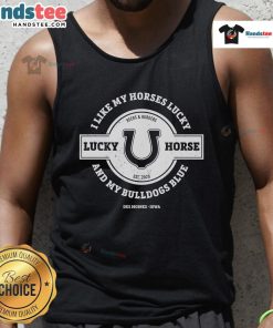 Nice lucky horse tank top featuring horses and bulldogs for a stylish, fun look perfect for animal lovers.