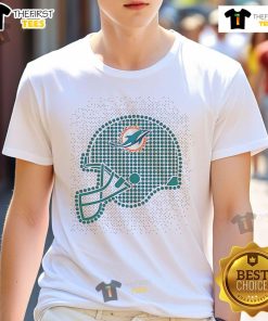 Nice Miami Dolphins polka dots helmet T-shirt featuring vibrant colors and team logo, perfect for fans and casual wear.