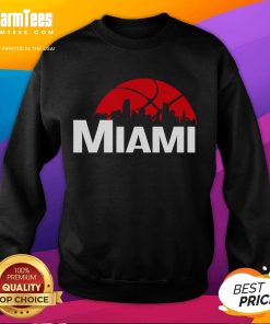 Stylish 2025 Nice Miami Heat cityscape skyline sweatshirt featuring vibrant colors and iconic Miami architecture.