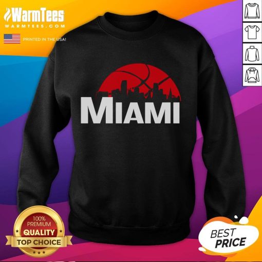 Stylish 2025 Nice Miami Heat cityscape skyline sweatshirt featuring vibrant colors and iconic Miami architecture.
