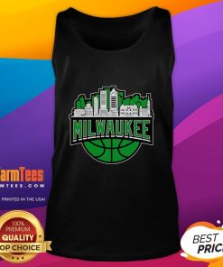 Alt Text: Stylish Milwaukee Bucks basketball tank top for 2025, featuring a city-inspired design and vibrant team colors.