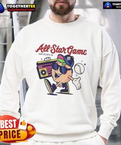 Alt Text: Nice MLB All-Star Game 2025 Atlanta GA mascot sweatshirt featuring vibrant team colors and playful design.