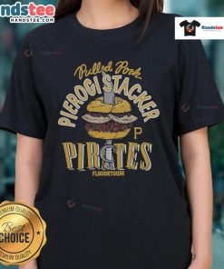 Nice MLB x Flavortown Pittsburgh Pirates Pierogi Stacker Ladies Tee featuring vibrant graphics and a stylish design.