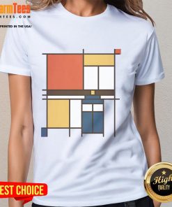 Stylish Nice Mondrian Who Ladies Tee featuring a colorful abstract design inspired by Mondrian's art.