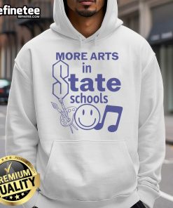 Smiley hoodie featuring 'Nice More Arts in State Schools' design, promoting arts education and creativity in schools.