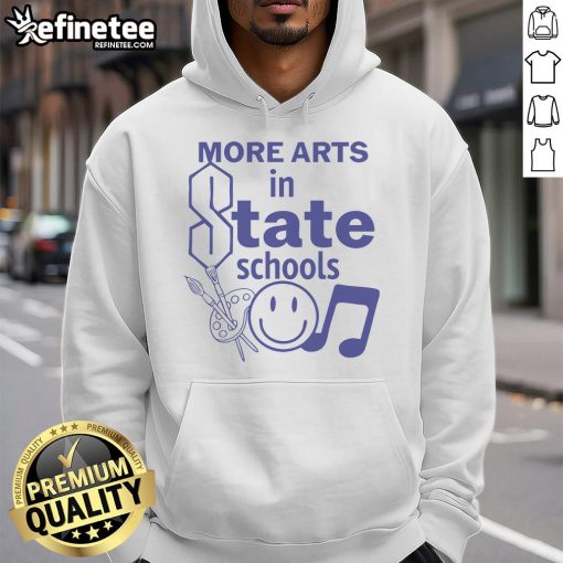 Smiley hoodie featuring 'Nice More Arts in State Schools' design, promoting arts education and creativity in schools.