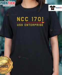 USS Enterprise Ladies Tee featuring the NCC-1701 design, perfect for Star Trek fans and casual wear.