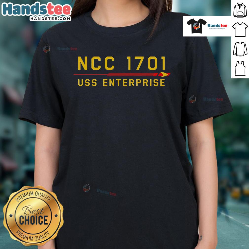 Nice Ncc 1701 Uss Enterprise Ladies Tee USS Enterprise Ladies Tee featuring the NCC-1701 design, perfect for Star Trek fans and casual wear.
