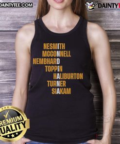 Nice Nesmith McConnell Nembhard Toppin Haliburton Turner Siakam Tank Top featuring vibrant team colors and stylish design.
