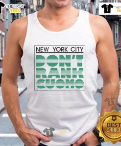 Stylish 'Don't Rank Cuomo' tank top featuring a vibrant New York City skyline design, perfect for summer wear.