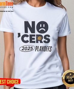 Nice No Cers Sad Emoji Indiana Pacers 2025 Playoffs NBA Finals Ladies Tee featuring a playful graphic design.