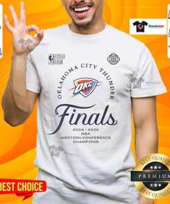 Nice OKC Thunder Western Conference Finals Champions 2025 T-Shirt featuring bold team graphics and vibrant colors.