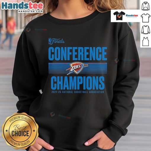 Nice Oklahoma City Thunder 2025 Western Conference Champions ball handler sweatshirt, perfect for fans and collectors.