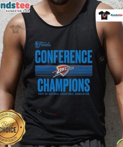 Oklahoma City Thunder 2025 Western Conference Champions tank top featuring a ball handler design, perfect for fans.
