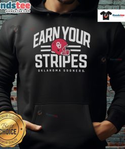 Alt Text: Oklahoma Sooners Earn Your Stripes hoodie in red and white, showcasing school pride and stylish comfort.