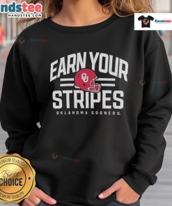 Nice Oklahoma Sooners Earn Your Stripes Sweatshirt featuring team colors and logo for fans and supporters.