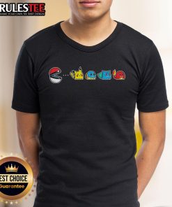 Nice Pac-Man Pokmon Pok Ball parody T-shirt featuring a fun design combining Pac-Man and Pokmon elements.
