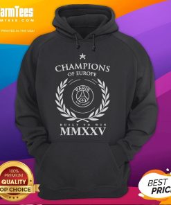 Nice Paris Saint-Germain 2025 Champions of Europe hoodie showcasing vibrant team colors and stylish design for fans.