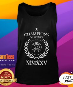 Nice Paris Saint Germain 2025 Champions of Europe tank top showcasing vibrant design for fans and athletes.