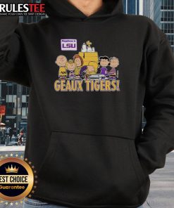 Nice Peanuts Happiness Is LSU Geaux Tigers hoodie featuring playful graphics and vibrant colors for fans.