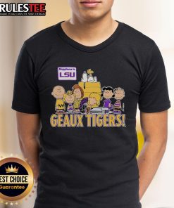 Nice Peanuts Happiness Is LSU Geaux Tigers T-Shirt featuring vibrant colors and a playful design for sports fans.